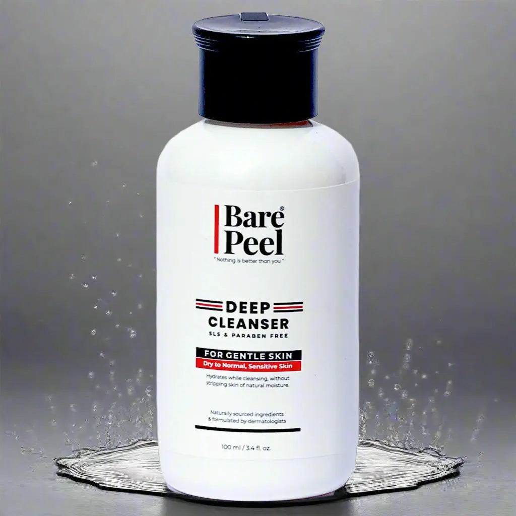 Bare Peel Gentle Skin Cleanser | Hydrating Face Wash with Hyaluronic Acid & Vitamin E | pH Balanced, Soap-Free, 100ml Bare Peel
