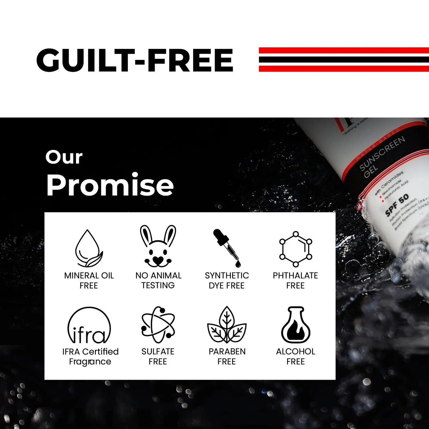 Bare Peel Sunscreen SPF 50 Gel | With Ceramides | No White Cast | Daily Use for Men & Women | UVA/UVB Protection | PA+++ | Broad Spectrum Sunblock, 50g Bare Peel