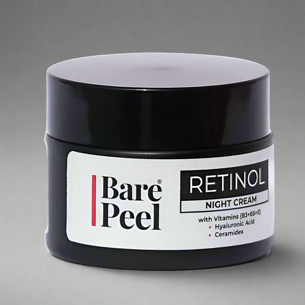 Bare Peel Retinol Night Cream – Hydrating & Anti-Aging Moisturizer with Hyaluronic Acid & Vitamin E, 50g Bare Peel