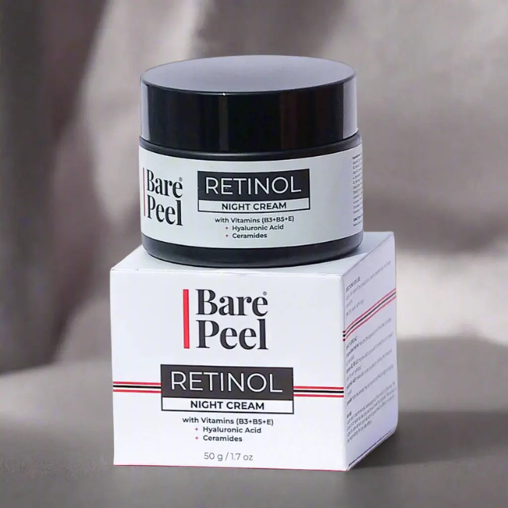 Bare Peel Retinol Night Cream – Hydrating & Anti-Aging Moisturizer with Hyaluronic Acid & Vitamin E, 50g Bare Peel