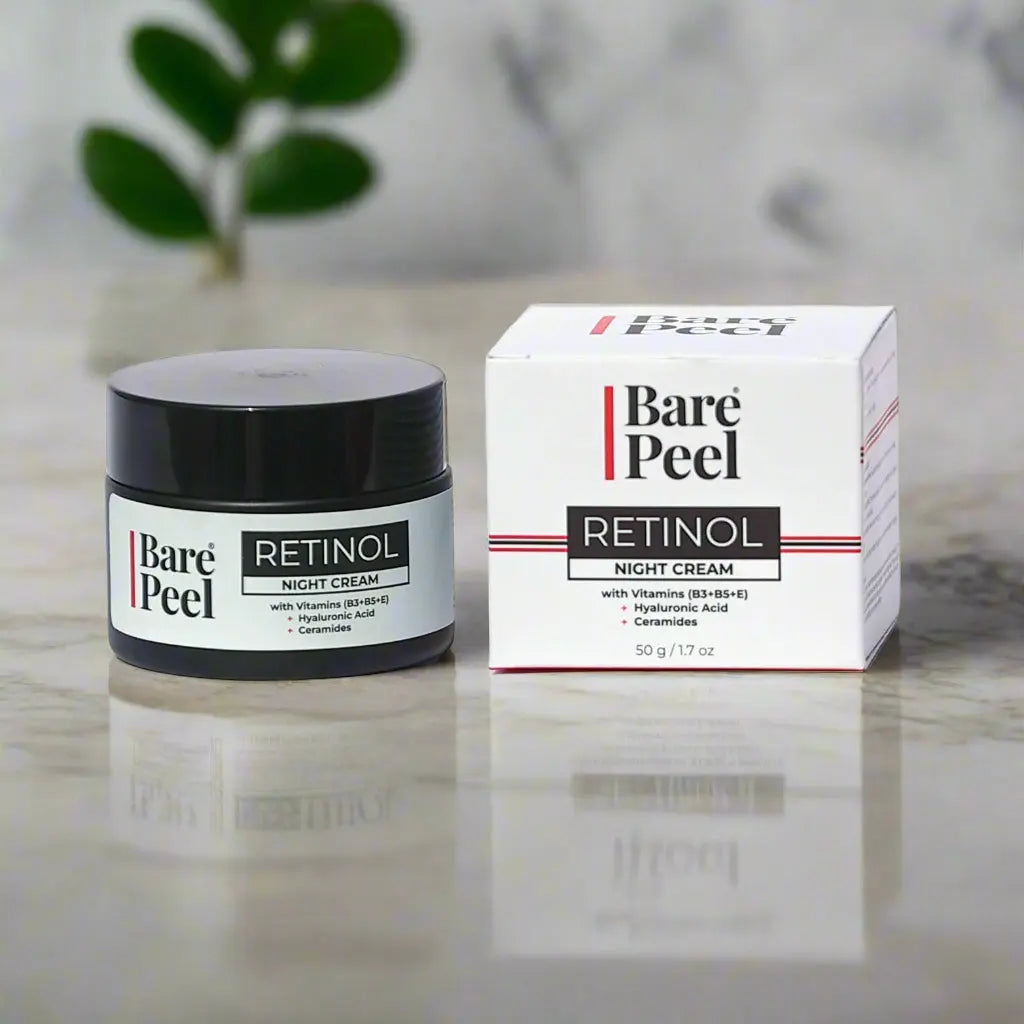 Bare Peel Retinol Night Cream – Hydrating & Anti-Aging Moisturizer with Hyaluronic Acid & Vitamin E, 50g Bare Peel