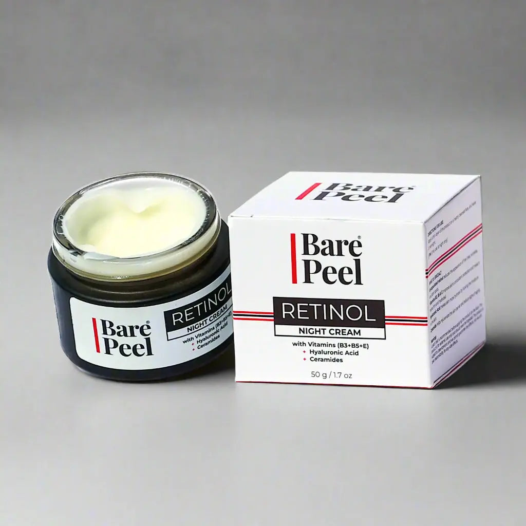 Bare Peel Retinol Night Cream – Hydrating & Anti-Aging Moisturizer with Hyaluronic Acid & Vitamin E, 50g Bare Peel
