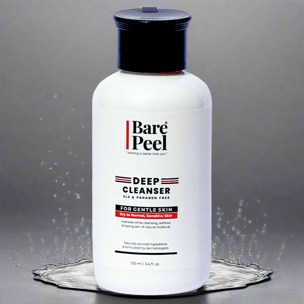 Bare Peel Gentle Skin Cleanser | Hydrating Face Wash with Hyaluronic Acid & Vitamin E | pH Balanced, Soap-Free, 100ml
