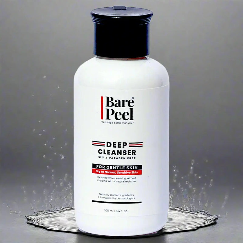 Bare Peel Gentle Skin Cleanser | Hydrating Face Wash with Hyaluronic Acid & Vitamin E | pH Balanced, Soap-Free, 100ml