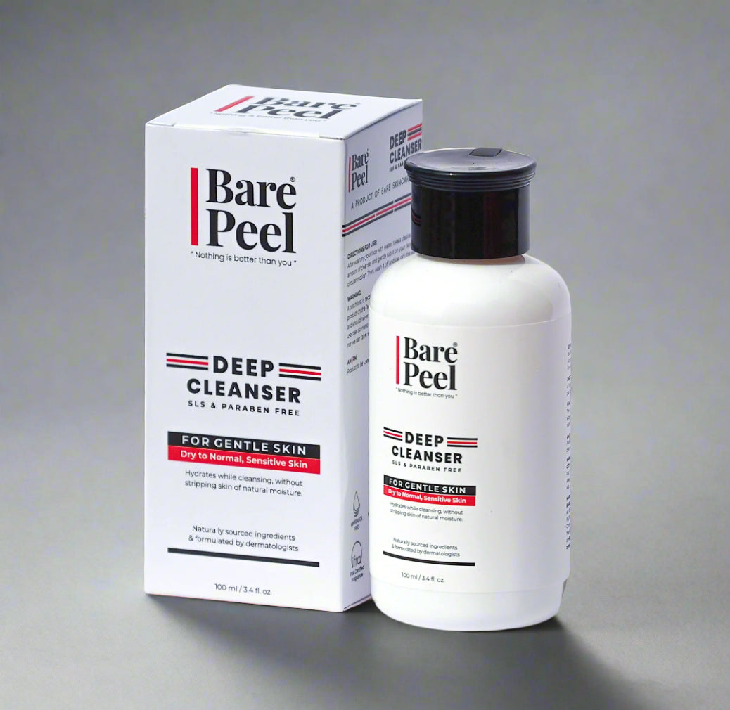 Bare Peel Gentle Skin Cleanser | Hydrating Face Wash with Hyaluronic Acid & Vitamin E | pH Balanced, Soap-Free, 100ml