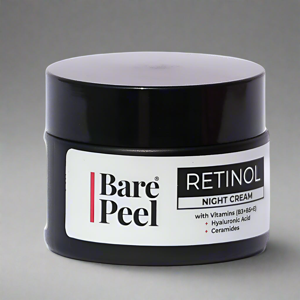 Bare Peel Retinol Night Cream – Hydrating & Anti-Aging Moisturizer with Hyaluronic Acid & Vitamin E, 50g