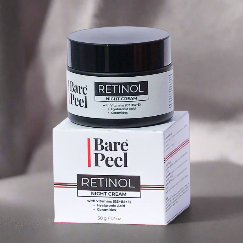 Bare Peel Retinol Night Cream – Hydrating & Anti-Aging Moisturizer with Hyaluronic Acid & Vitamin E, 50g