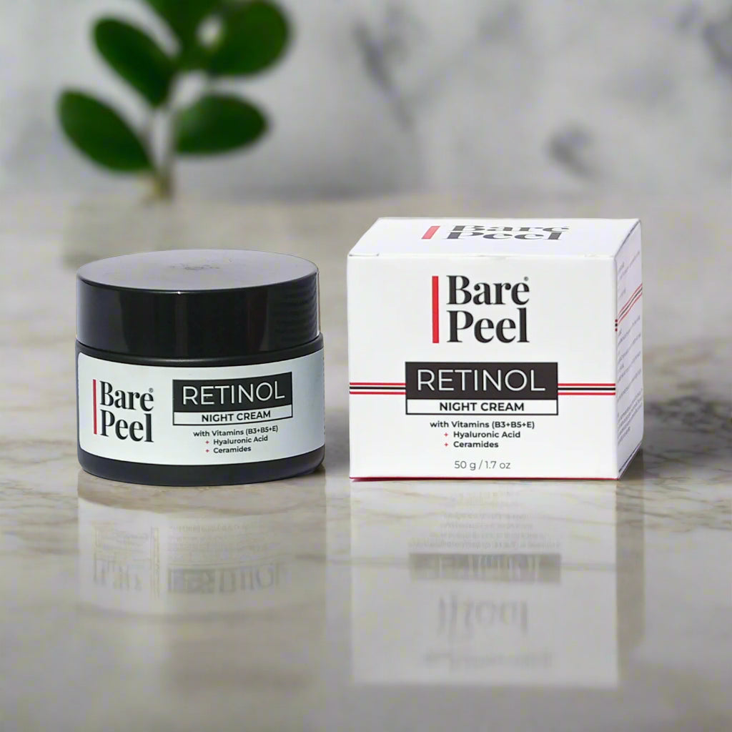 Bare Peel Retinol Night Cream – Hydrating & Anti-Aging Moisturizer with Hyaluronic Acid & Vitamin E, 50g