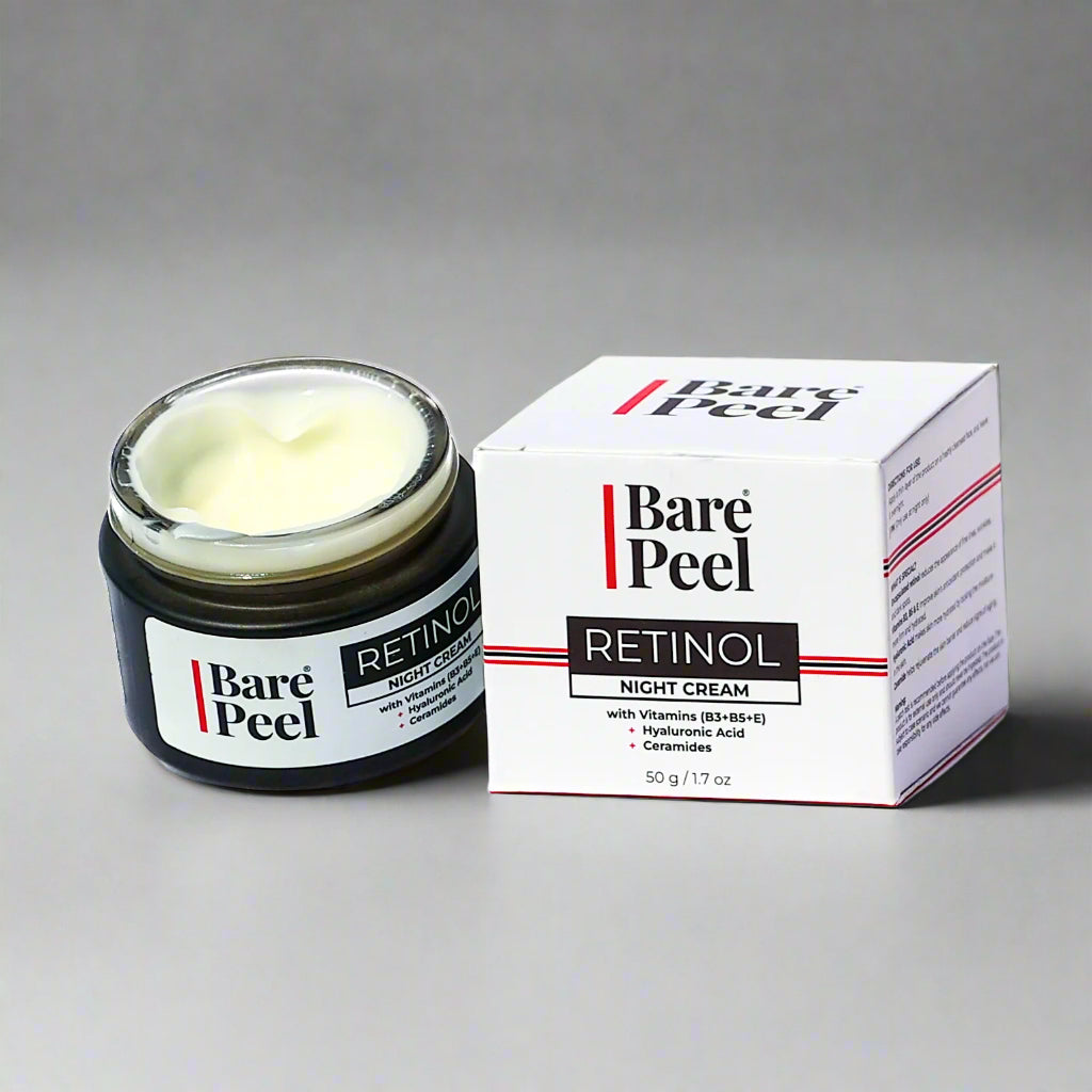 Bare Peel Retinol Night Cream – Hydrating & Anti-Aging Moisturizer with Hyaluronic Acid & Vitamin E, 50g